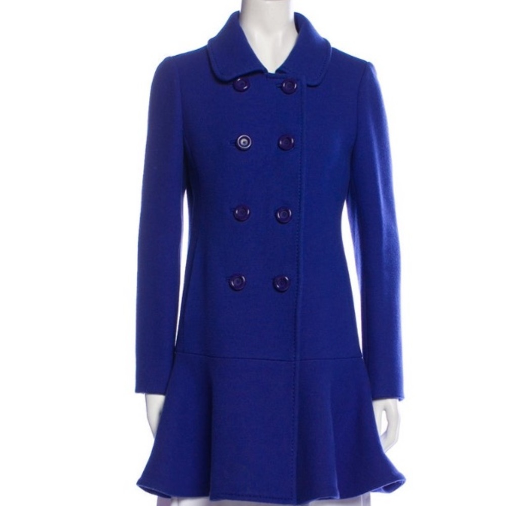 Women's Kate Spade Pea Coat Royal Blue Knee Length Dress Coat Size XL - Picture 3 of 12